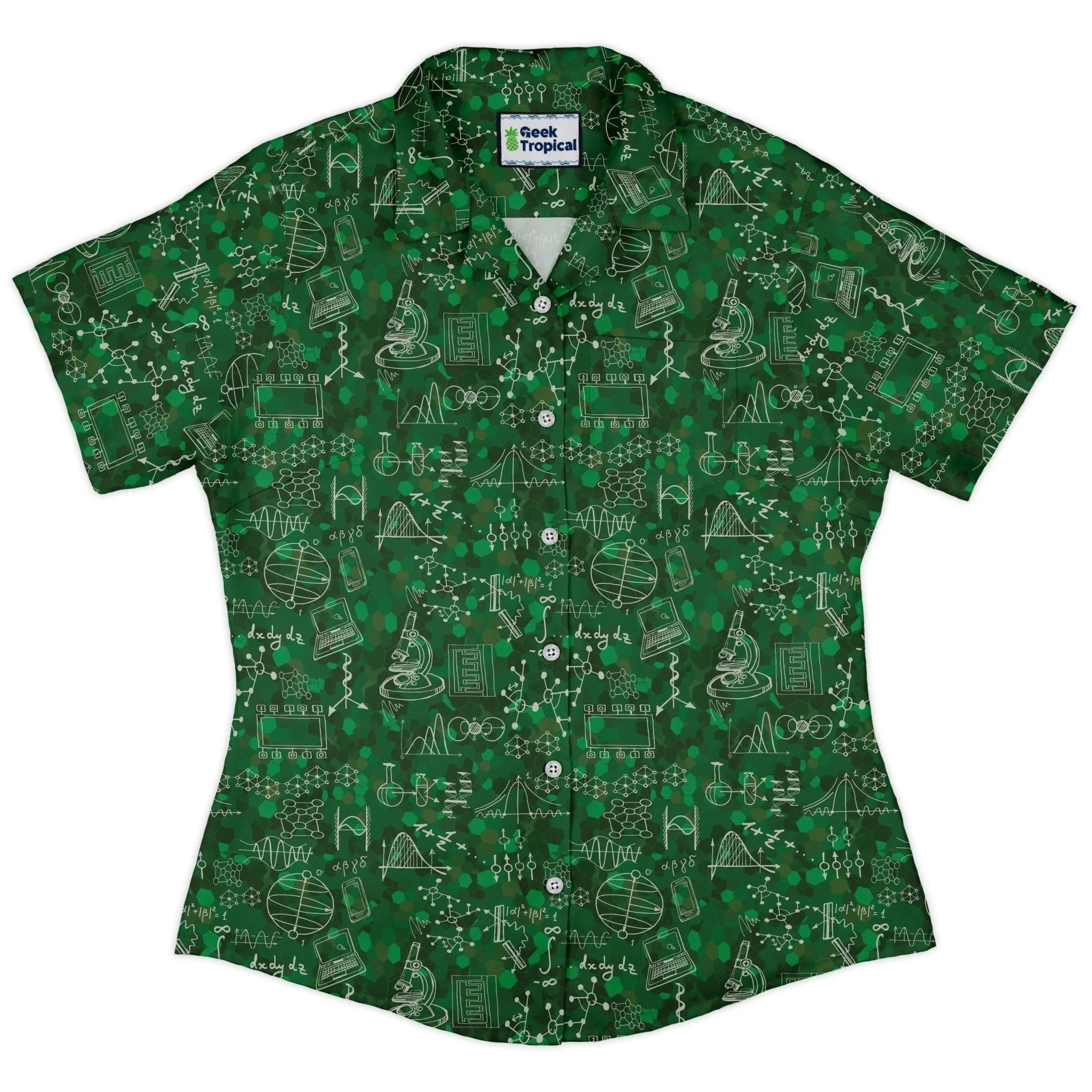 Mad Science Lab Green Curvy Button Up Shirt