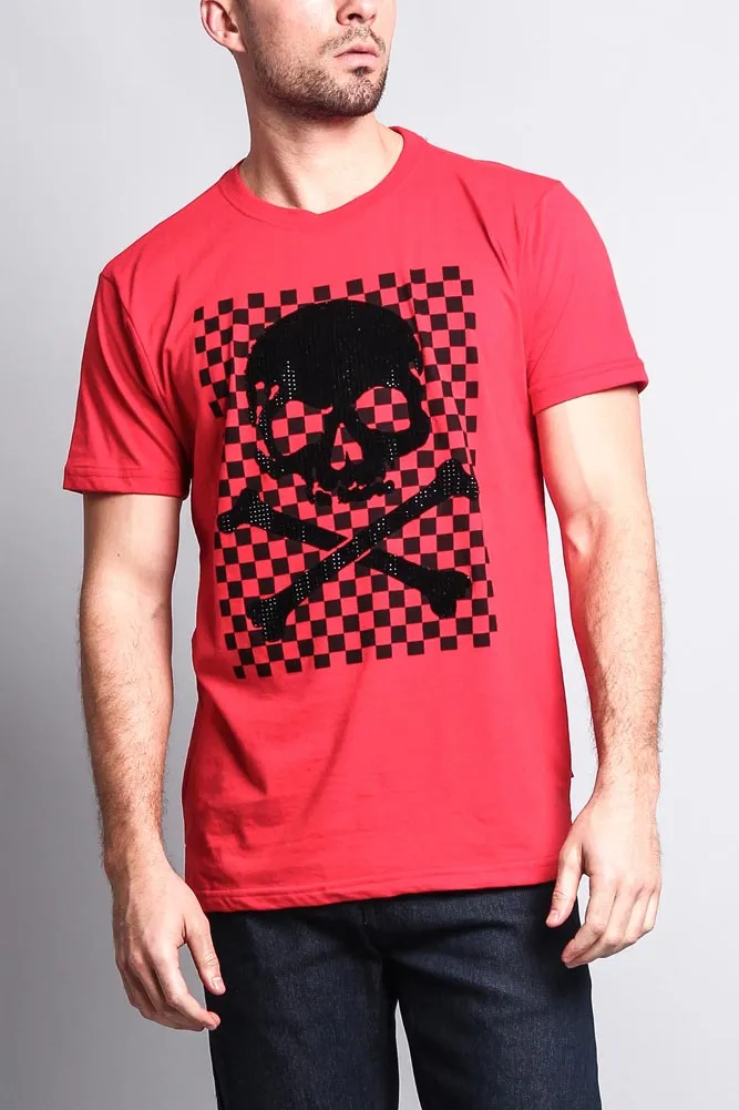 Men's Checkered Skull T Shirt