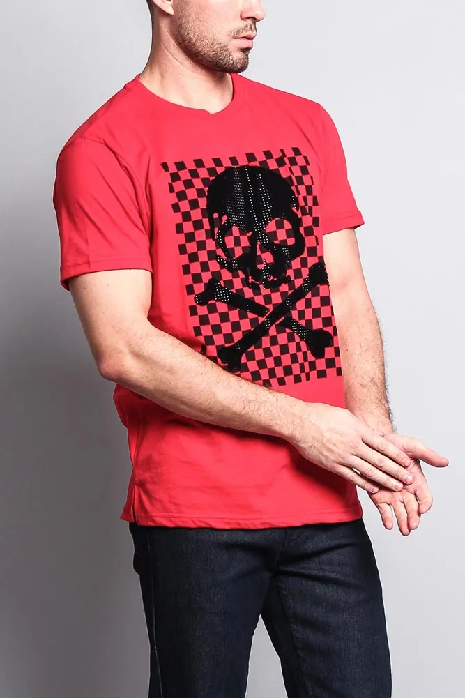 Men's Checkered Skull T Shirt