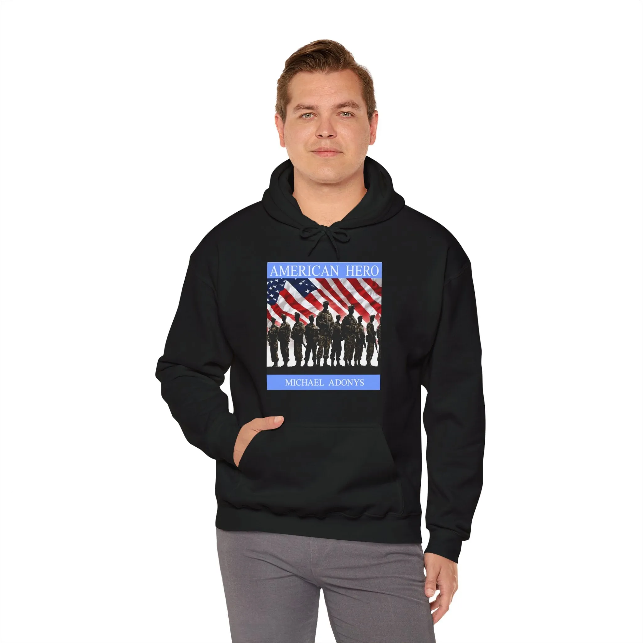 Michael Adonys American Hero Unisex Hooded Sweatshirt Perfect for Veterans Day  Patriotic Celebrations