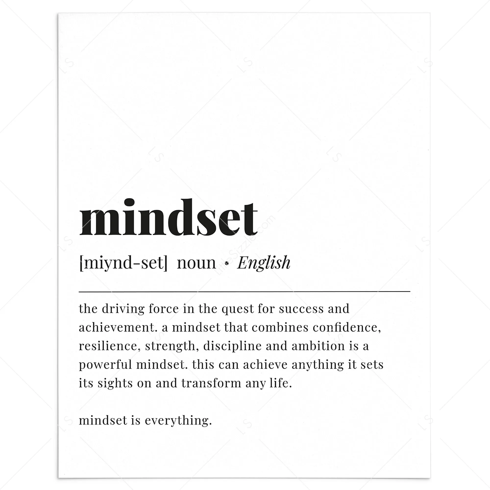 Mindset Definition Print Digital Download