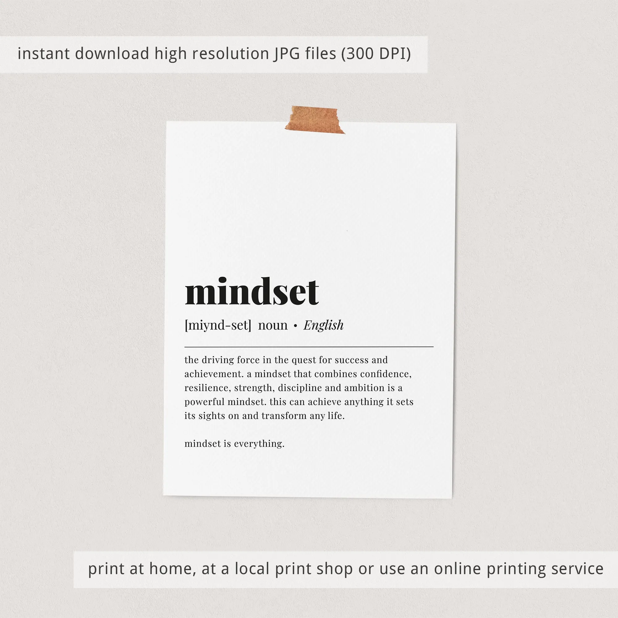 Mindset Definition Print Digital Download