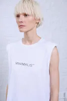 Minimalist Inessa White Luxe Logo Shoulder Pad Tee