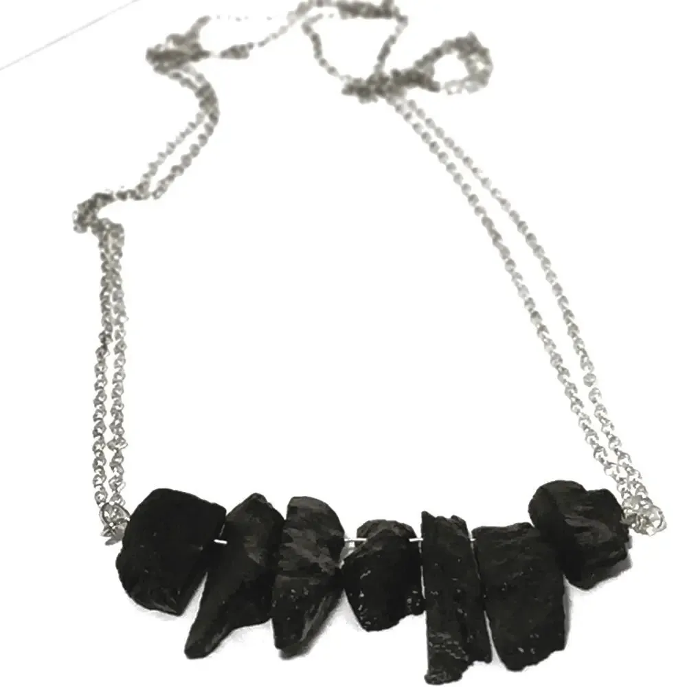 Modern Black Scry  Tourmaline and Sterling Silver Necklace MBSN001 by Votive Designs Jewelry