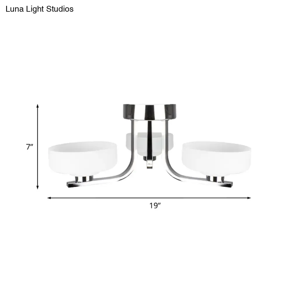 Modernist Glass Semi Flushmount Ceiling Light - 3 Head Chrome LED Fixture