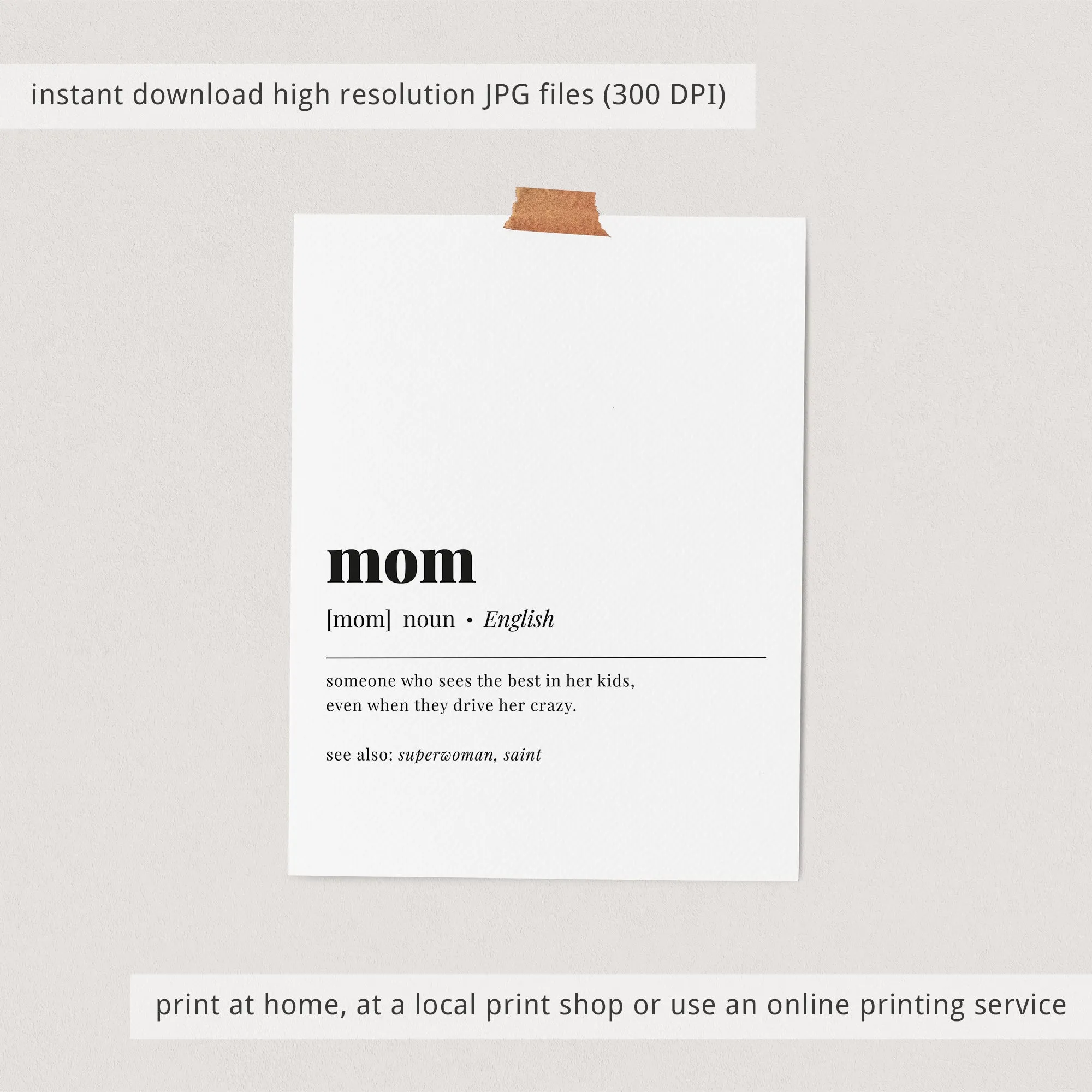 Mom Definition Print Instant Download