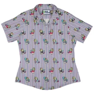 Moodicorn Rainbow Stripes Curvy Button Up Shirt