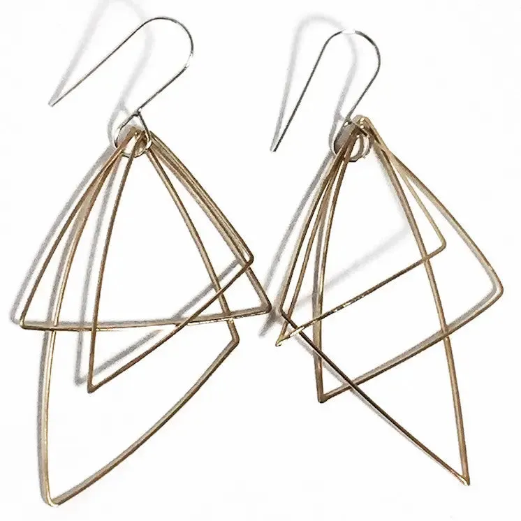 Moving Triangles 14Kt Gold Fill and Sterling Silver Earrings MTE002 by Votive Designs Jewelry