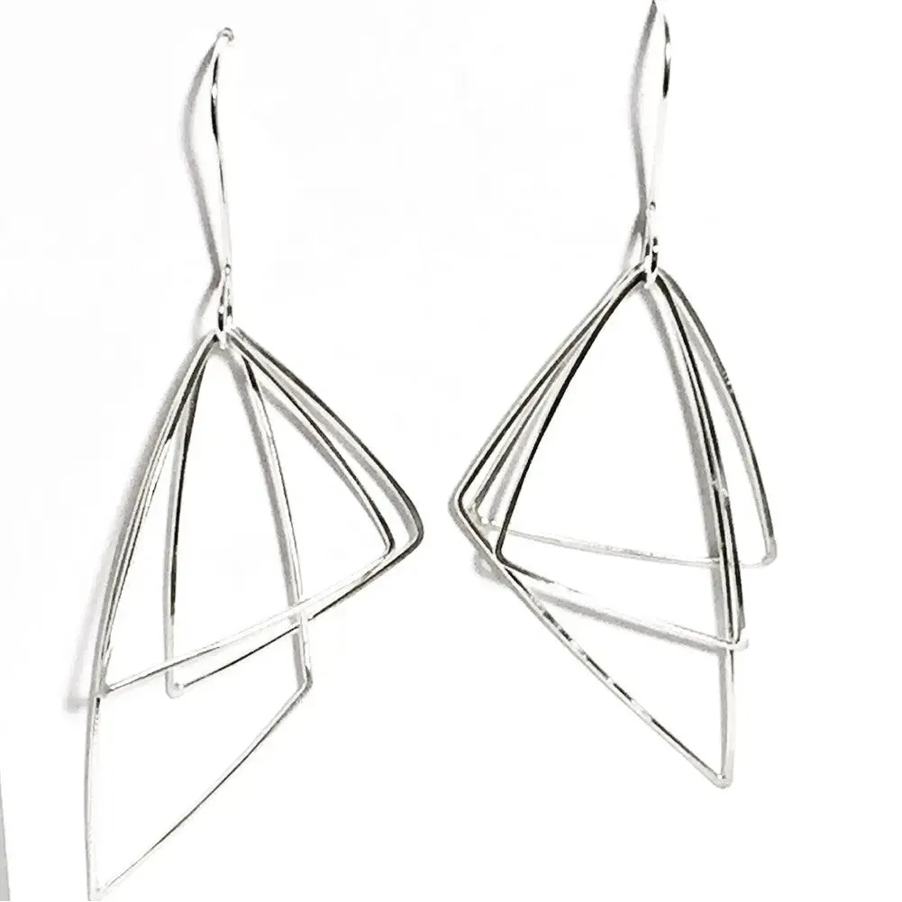 Moving Triangles Sterling Silver Earrings MTE002 by Votive Designs Jewelry