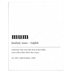 Mum Definition Print Instant Download