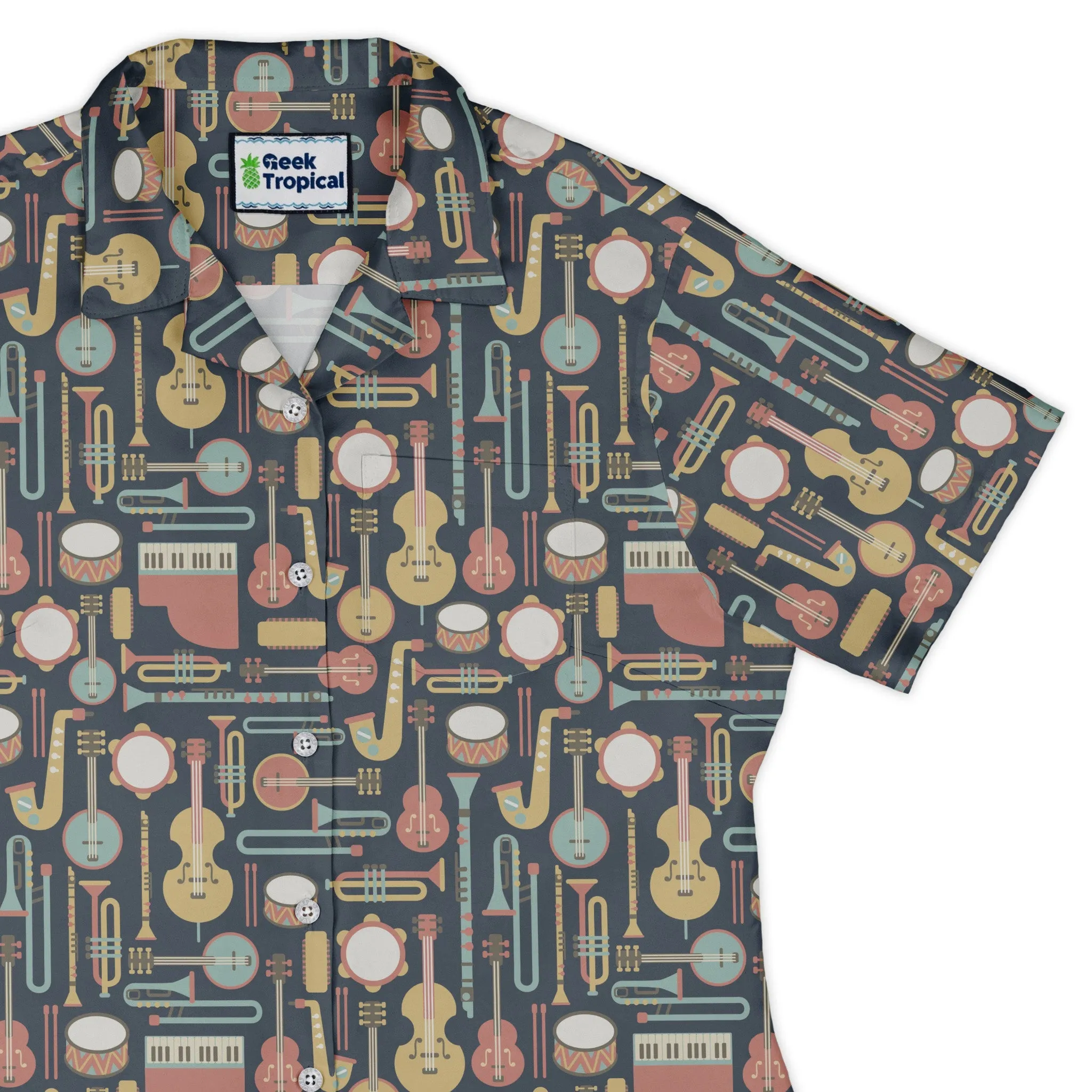 Musical Instruments Curvy Button Up Shirt