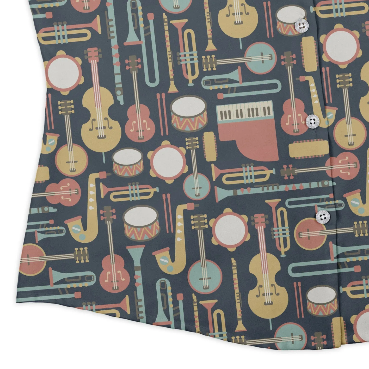 Musical Instruments Curvy Button Up Shirt