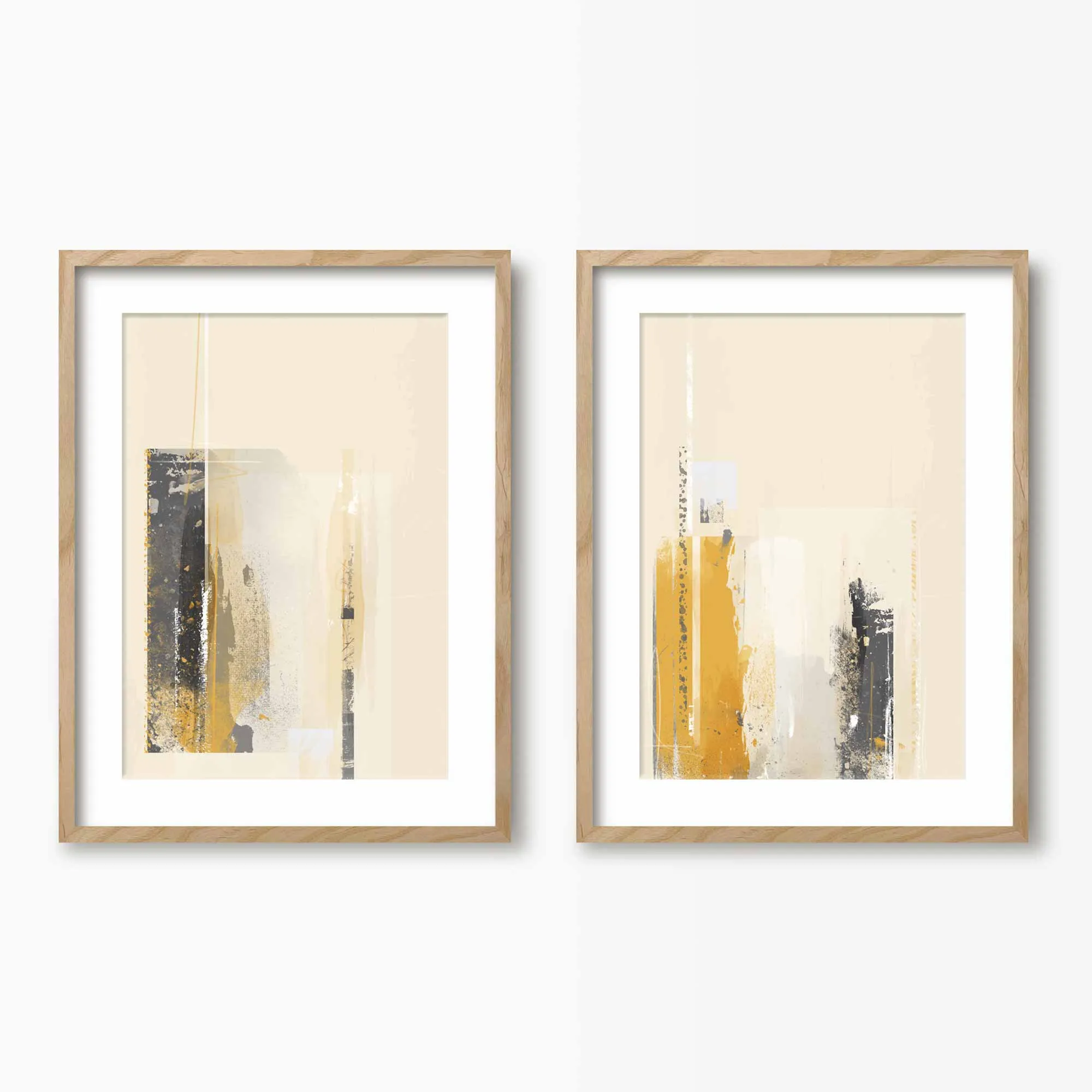 Mustard & Grey Abstract Wall Art Set