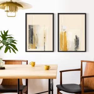 Mustard & Grey Abstract Wall Art Set