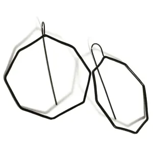 Octagon Mod Hoop Oxidized Sterling Silver Earrings OMHE002 by Votive Designs Jewelry