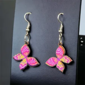 OLDTRIBES™ Painted Pink Butterfly Wood Earrings