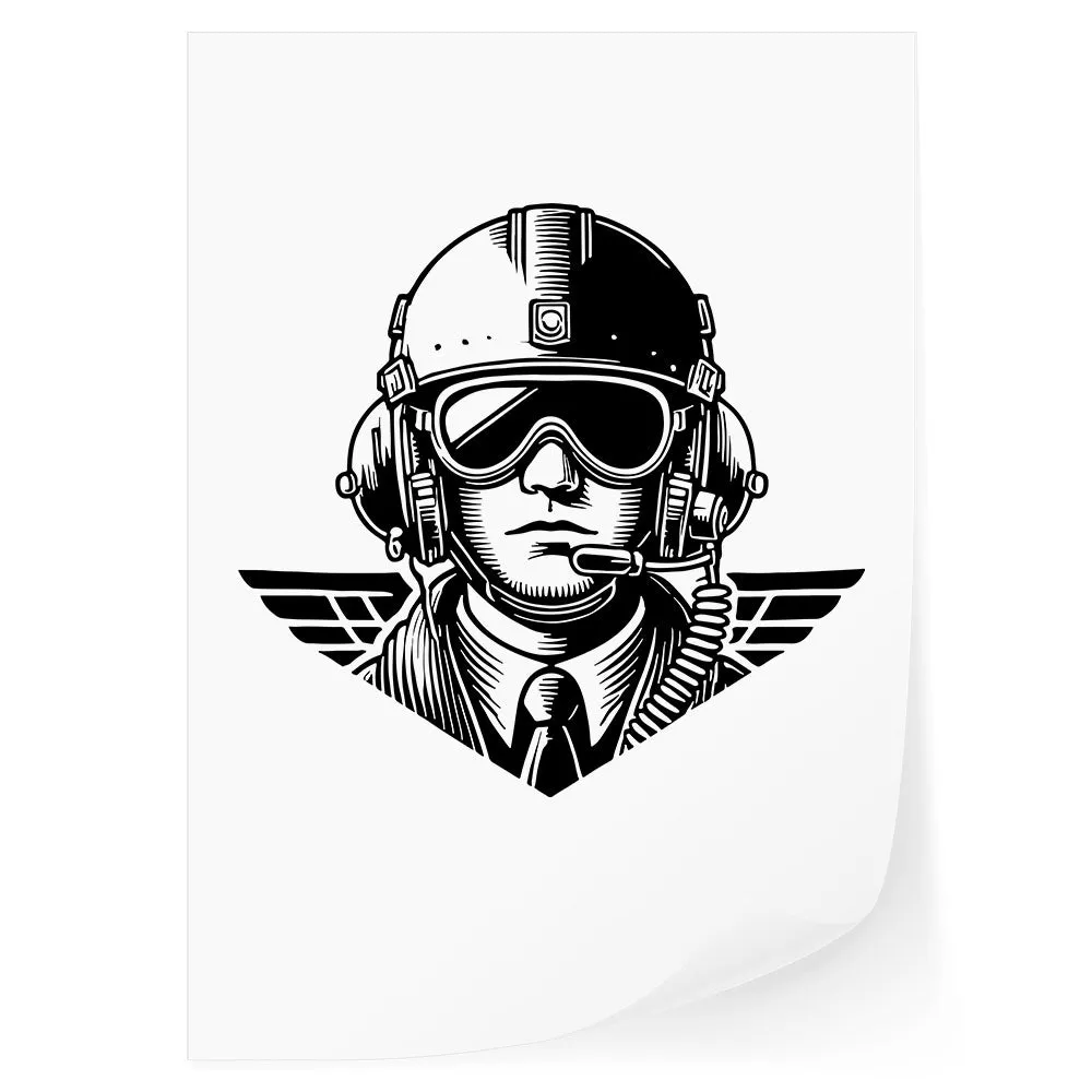 Pilot with Modern Helmet DTF Transfer