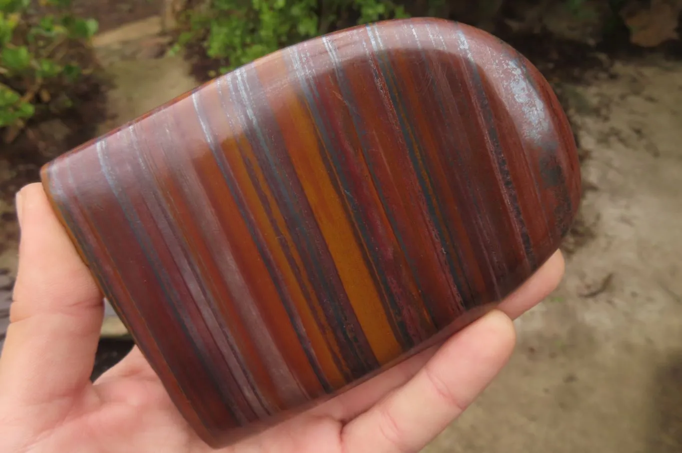 Polished Tiger Iron Jasper Standing Free Forms x 3 From South Africa