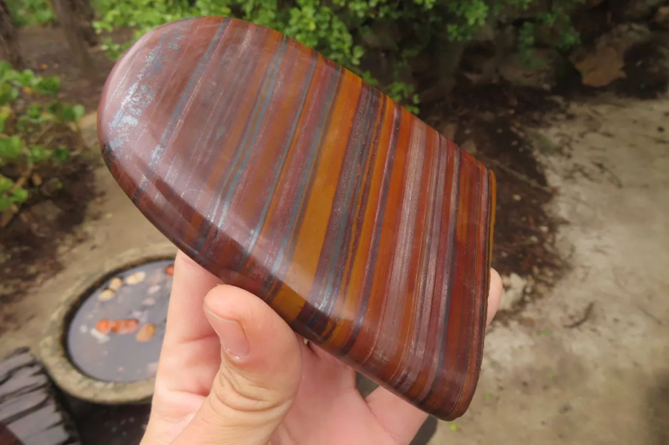 Polished Tiger Iron Jasper Standing Free Forms x 3 From South Africa