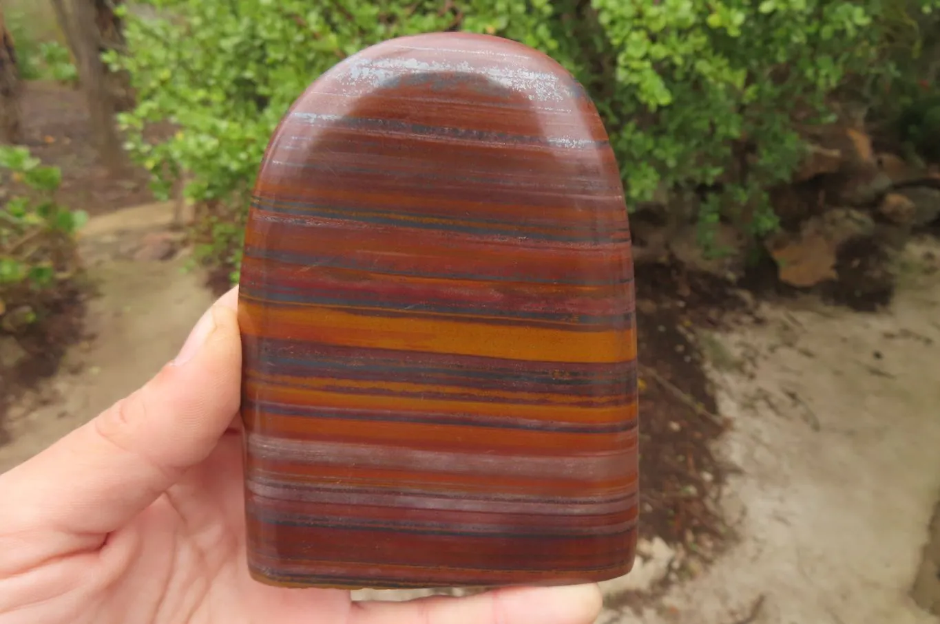 Polished Tiger Iron Jasper Standing Free Forms x 3 From South Africa