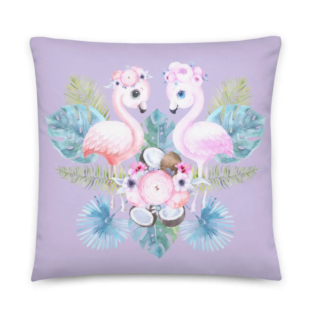 Purple flamingo cushion covers