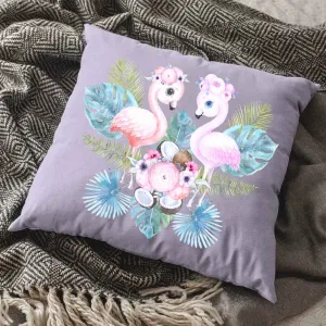 Purple flamingo cushion covers