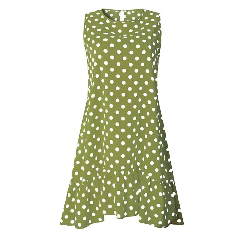 Refined Polka Dot Sleeveless Mini Dress