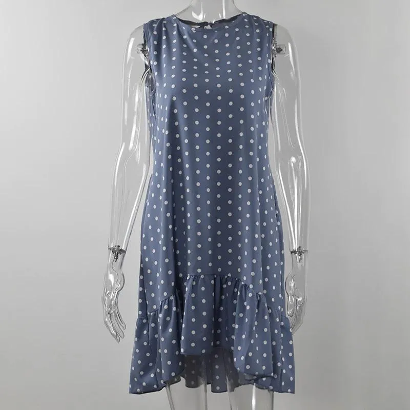 Refined Polka Dot Sleeveless Mini Dress