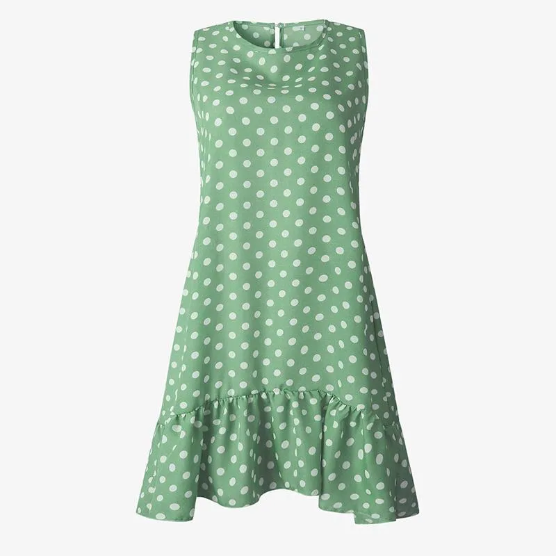 Refined Polka Dot Sleeveless Mini Dress