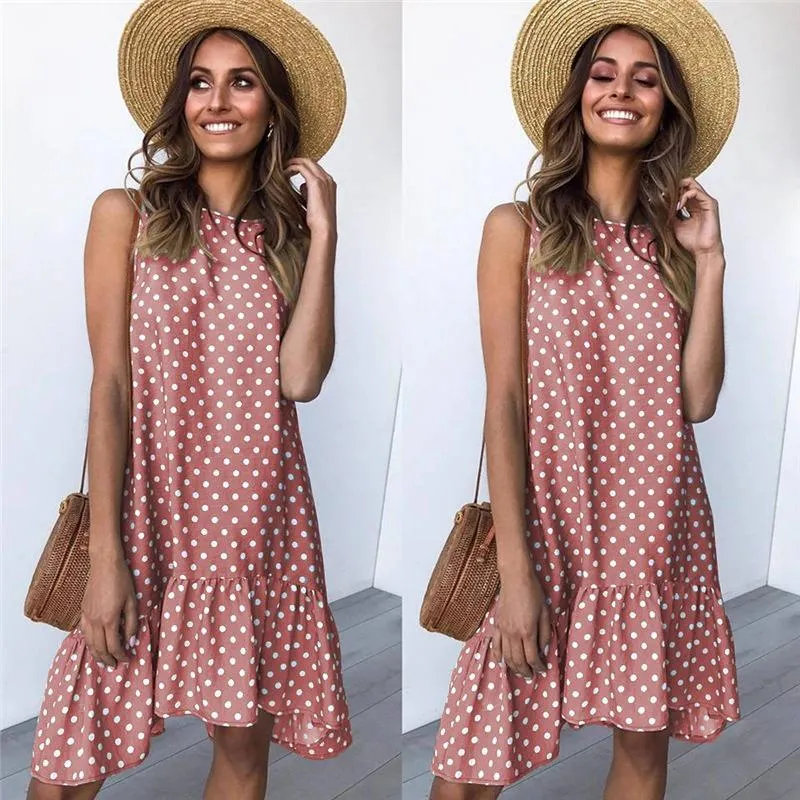 Refined Polka Dot Sleeveless Mini Dress