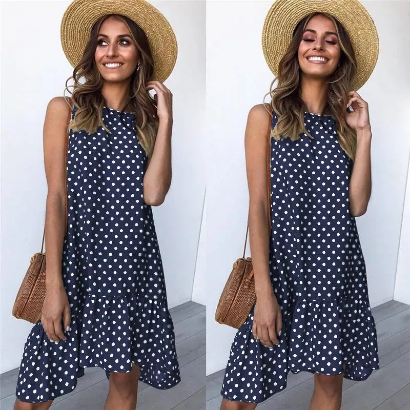 Refined Polka Dot Sleeveless Mini Dress