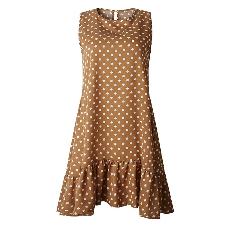 Refined Polka Dot Sleeveless Mini Dress