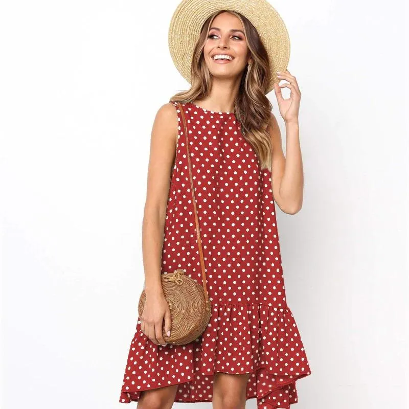 Refined Polka Dot Sleeveless Mini Dress