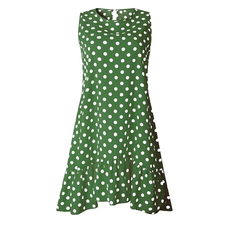 Refined Polka Dot Sleeveless Mini Dress