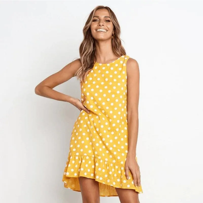 Refined Polka Dot Sleeveless Mini Dress