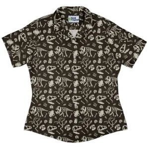 Retro Fossils and Dinosaurs Curvy Button Up Shirt