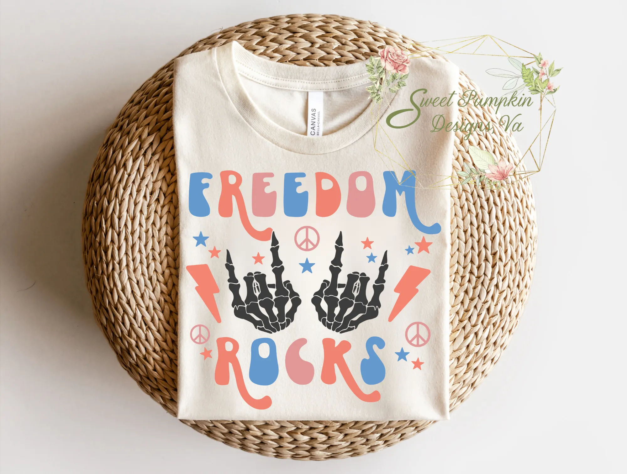 Retro Patriotic Shirt - "Freedom Rocks" Design for Memorial Day & July 4th