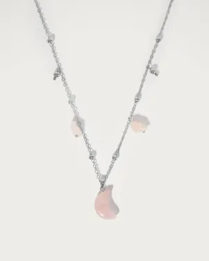 Rose Quartz Crystal Moon Necklace