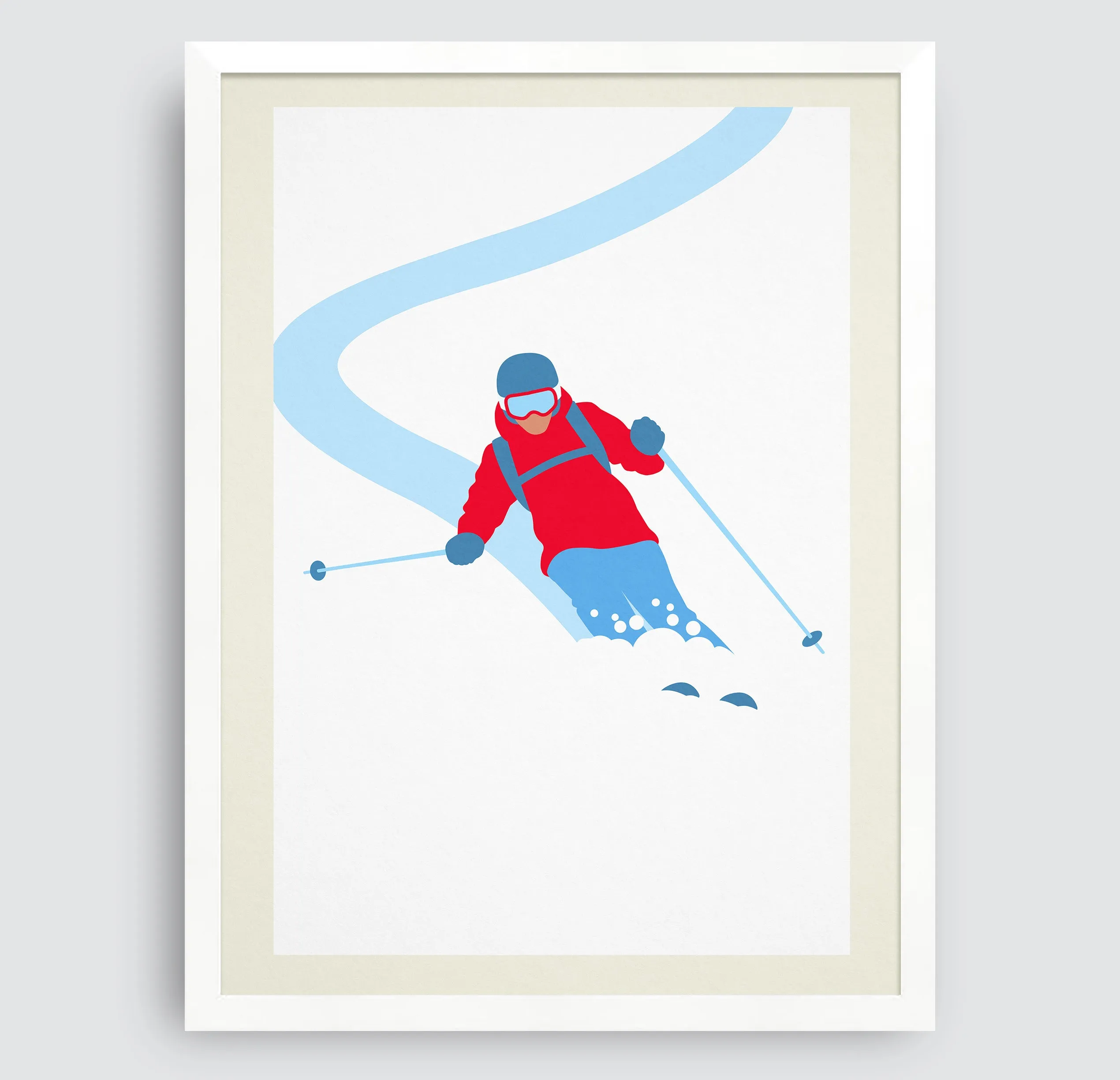 Set of 3 unframed minimalistic ski prints, Set of 3 unframed ski posters