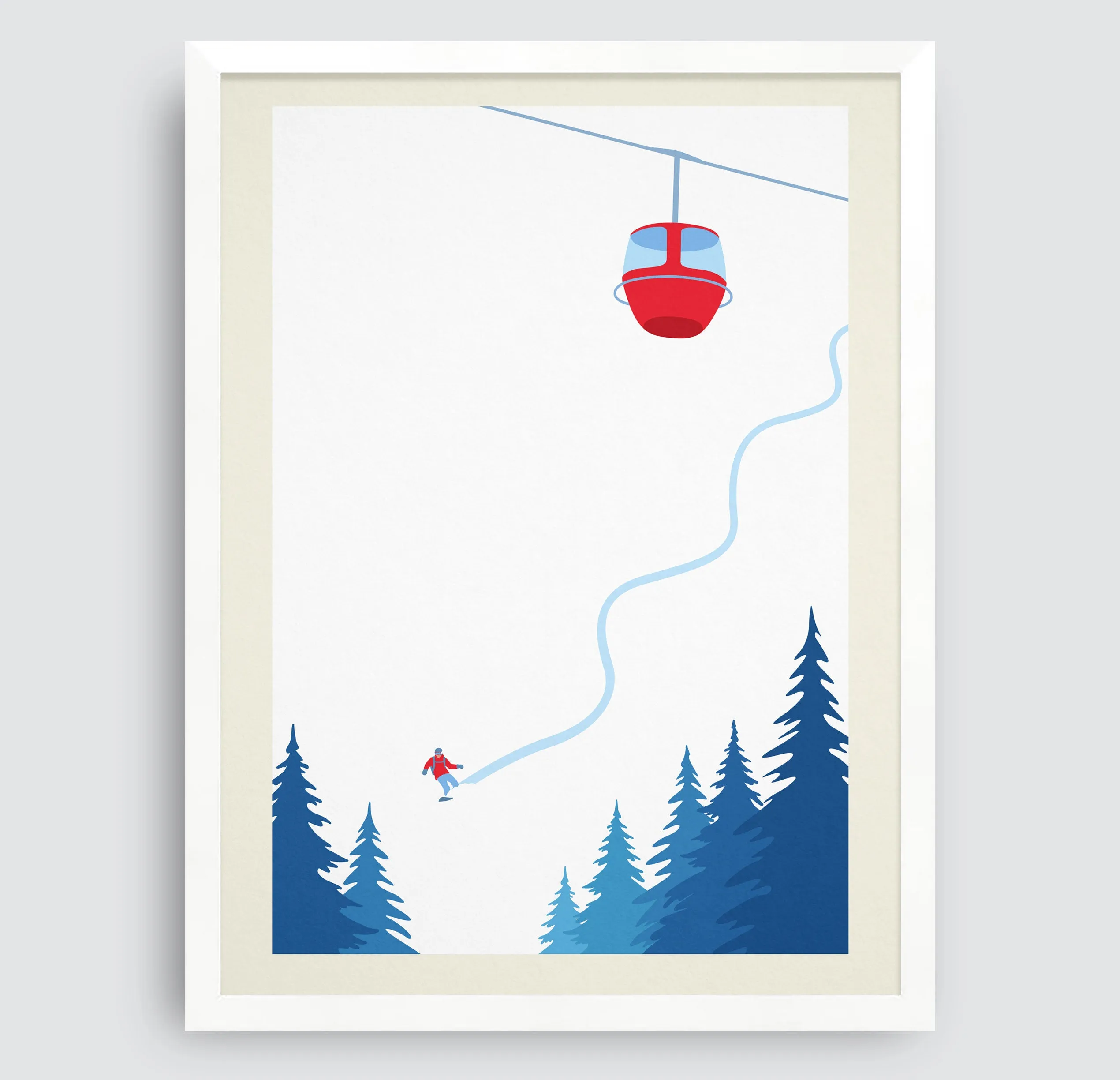 Set of 3 unframed minimalistic snowboard prints, Set of 3 unframed snowboard posters