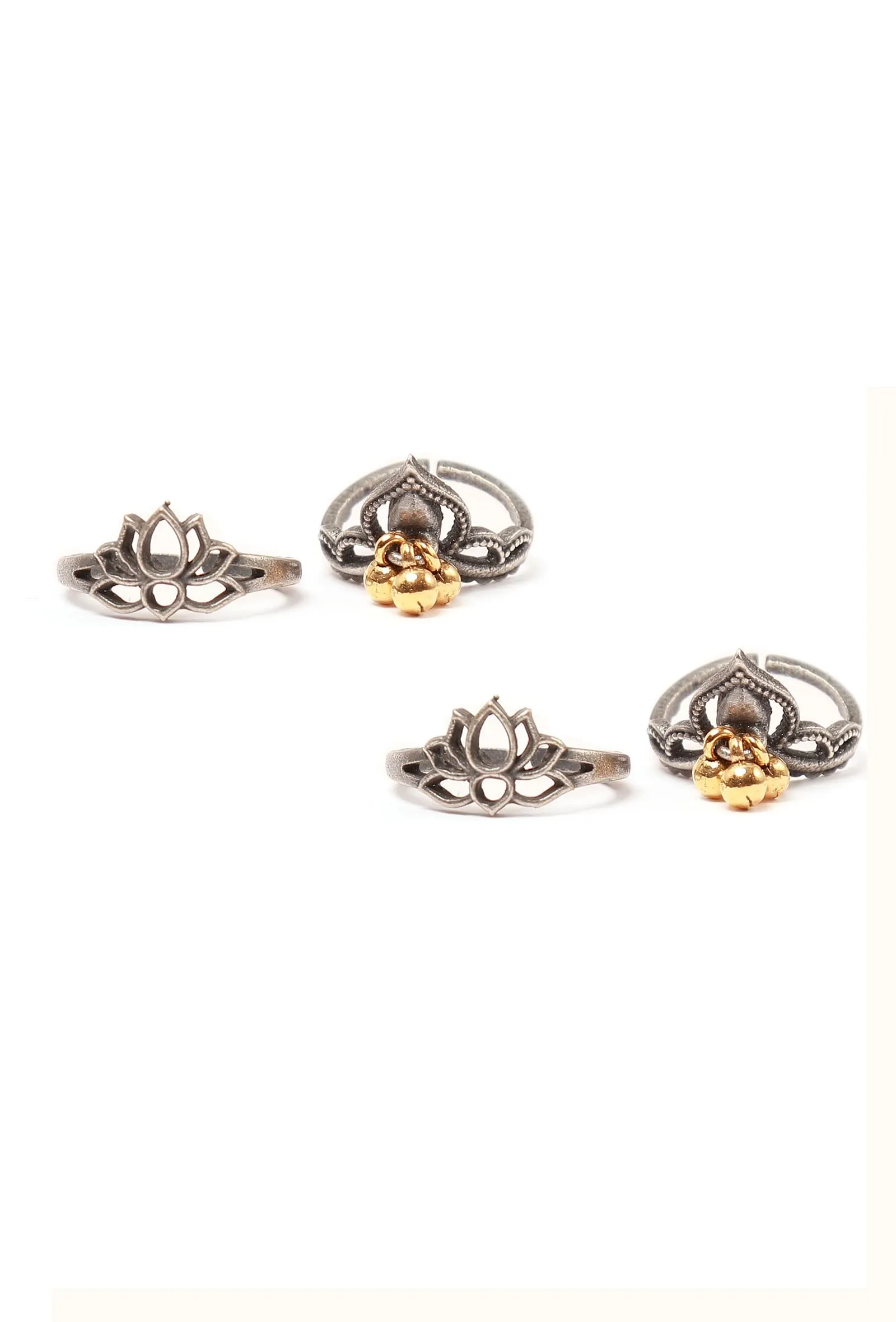 Set of 4: Butterfly Silver Brass Toering