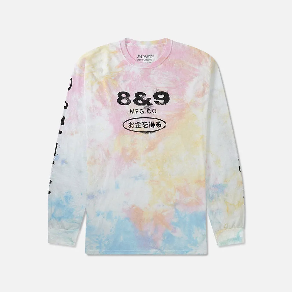 Spray Tie Dye Long Sleeve T Shirt White