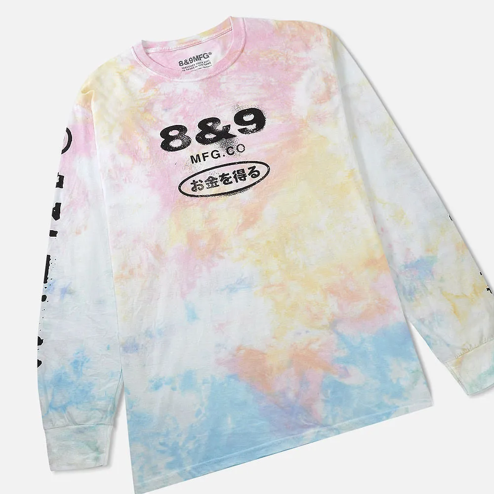 Spray Tie Dye Long Sleeve T Shirt White