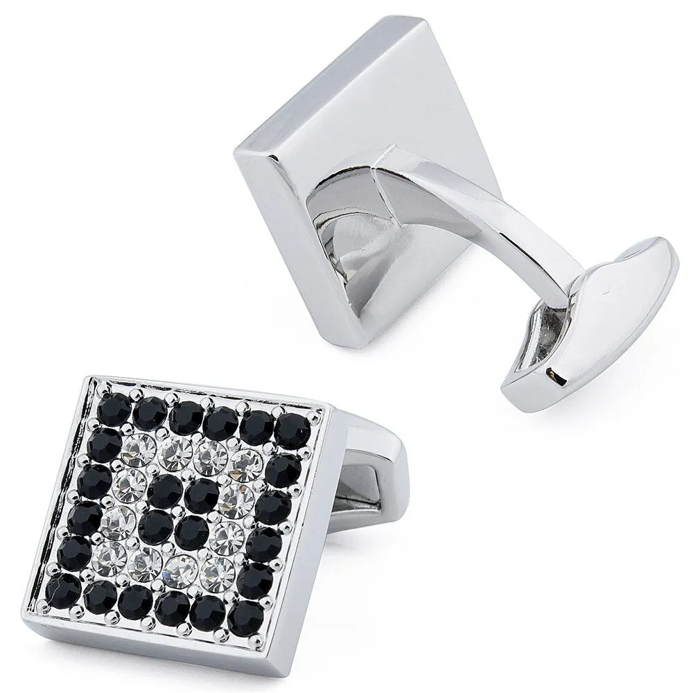 Square Black & White Crystal Cufflinks