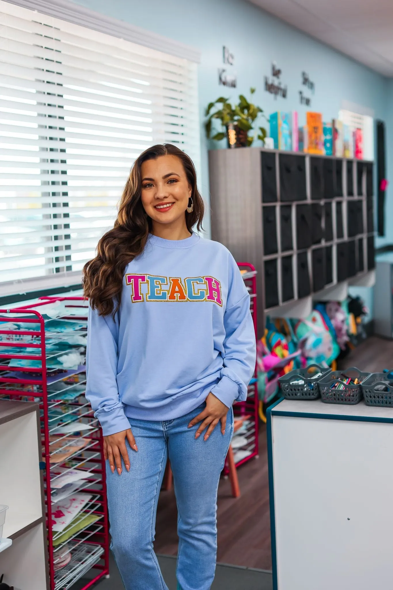 Teach on Light Blue Crewneck Sweatshirt