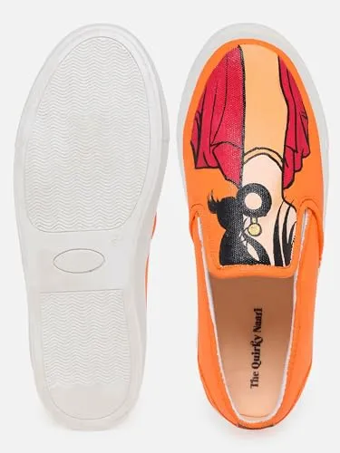 THE QUIRKY NAARI Boss Lady Slipons - Orange for The Boss Lady in You | Orange | 4 UK