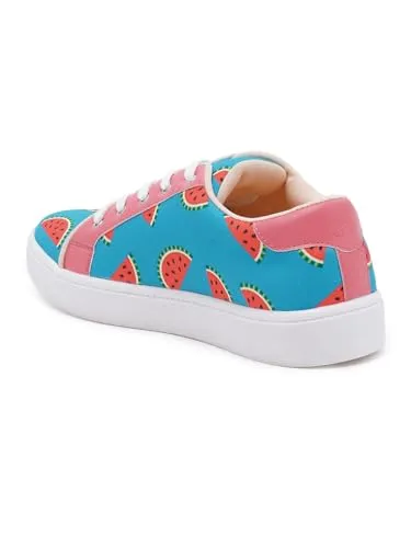 THE QUIRKY NAARI Watermelon Sugar Sneakers with A Funky Design | Teal | 8 UK