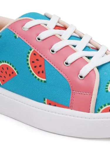 THE QUIRKY NAARI Watermelon Sugar Sneakers with A Funky Design | Teal | 8 UK