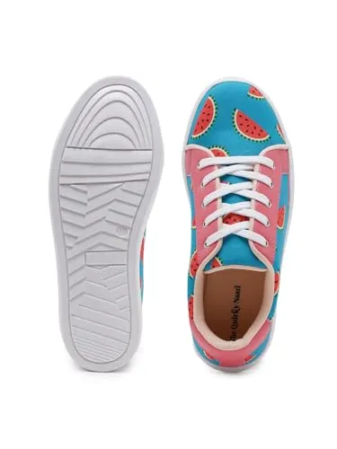 THE QUIRKY NAARI Watermelon Sugar Sneakers with A Funky Design | Teal | 8 UK