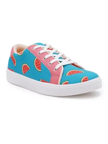 THE QUIRKY NAARI Watermelon Sugar Sneakers with A Funky Design | Teal | 8 UK